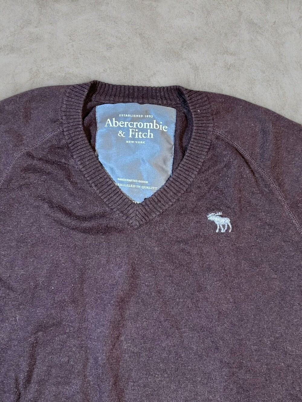 Vintage Abercrombie V Neck Wool Blend Brown Sweater Muscle Fit Sz M
